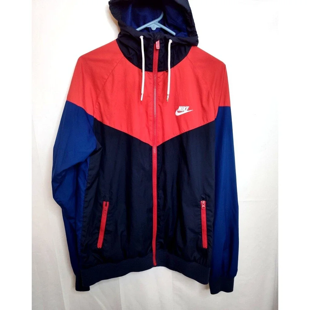 Vintage Nike Hoodie Full Zip Size M Red And Navy Women Medium Pockets Lined - Picture 2 of 8